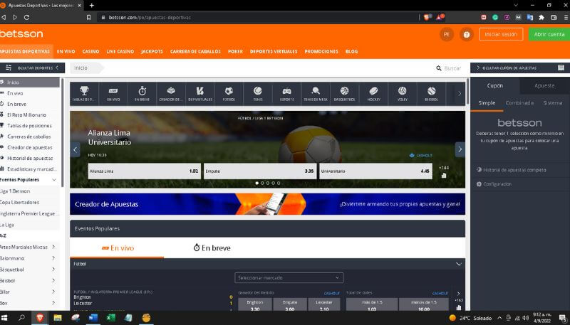 Betsson Perú vs Inkabet Apuestas