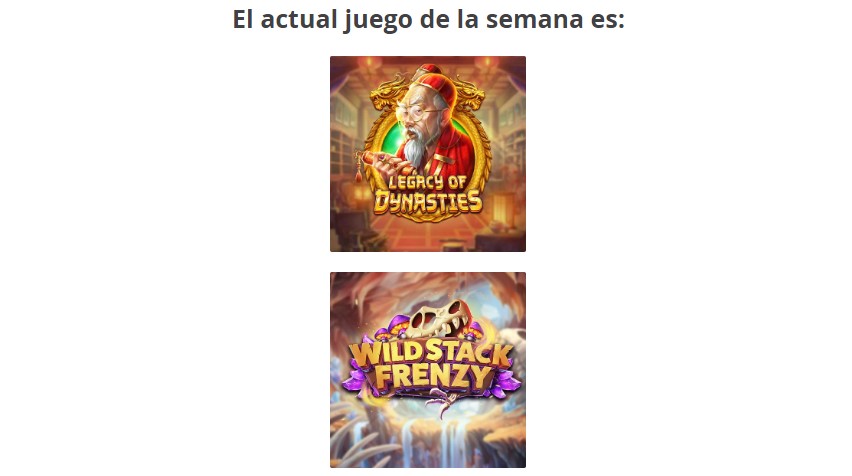 Juegos de la semana para Casino con bonusback