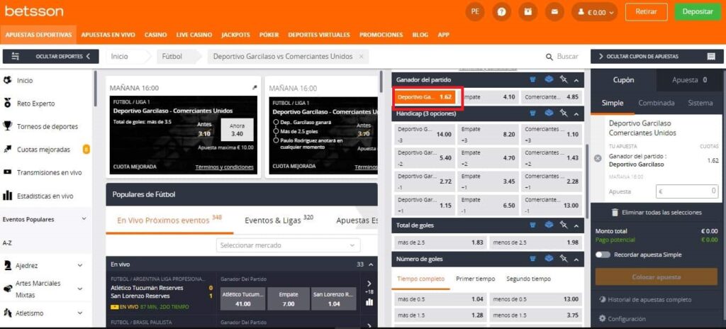 Selecciona tu apuesta