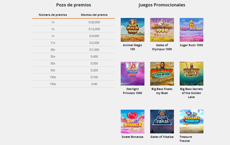 Pozo de premios y juegos promocionales